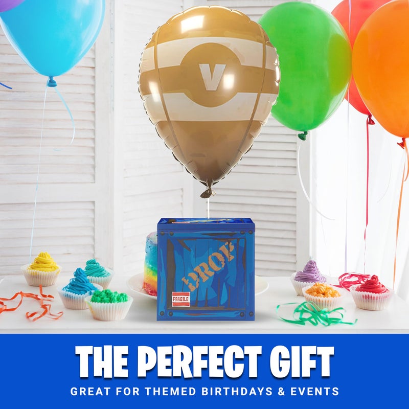 CAMP LINER Loot Drop Box with Yellow Balloon â€“ Large 14â€ Gift Box for Birthday Parties & Decorations | Mystery Treasure Chest Storage with Balloon | Ideal for Themed Gifts & Party Supplies - Image 5